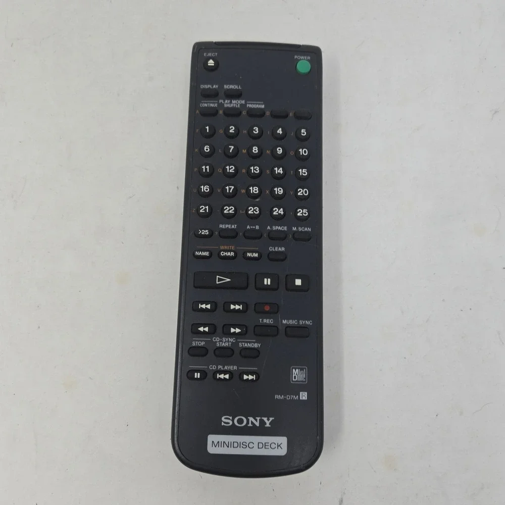 Sony RM-D7M MiniDisc Deck Remote Control Replacement Black